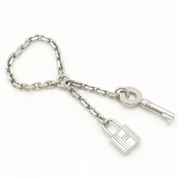 Authentic HERMES Cadena Motif Chain Type Silver Tone Scarves Ring - Picture 3 of 11